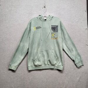 National Geographic Men Hoodie M Green Graphics Maps And Explorer Theme Cotton